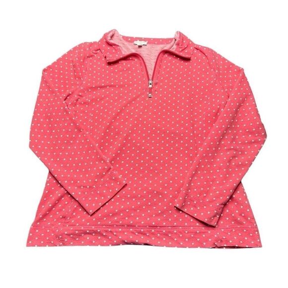 Talbots 1/4 Zip Pullover with Front Pocket Womens M Pink White Fall Preppy - Picture 1 of 9